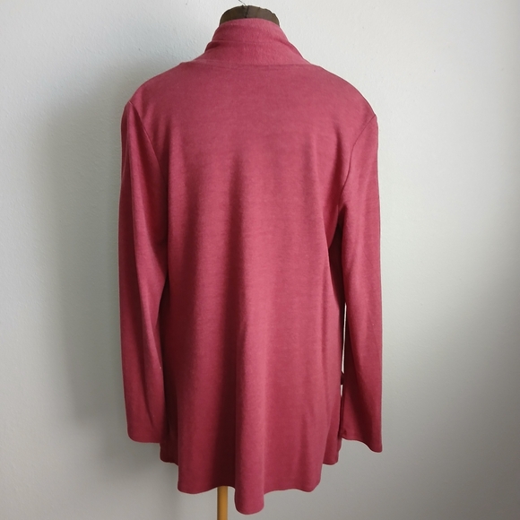 Magellan Sportswear Cardigan Women's Size Large Burgundy Open Front Long Sleeve - Picture 2 of 9